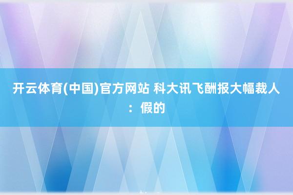 开云体育(中国)官方网站 科大讯飞酬报大幅裁人：假的