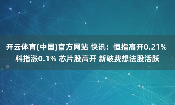 开云体育(中国)官方网站 快讯：恒指高开0.21% 科指涨0.1% 芯片股高开 新破费想法股活跃