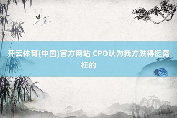 开云体育(中国)官方网站 CPO认为我方跌得挺冤枉的