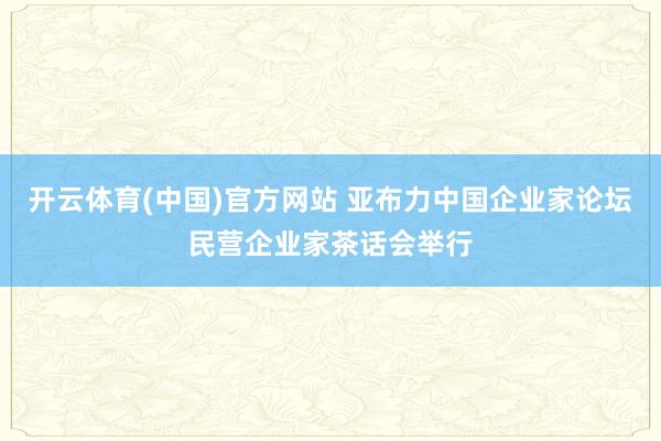 开云体育(中国)官方网站 亚布力中国企业家论坛民营企业家茶话会举行