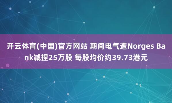 开云体育(中国)官方网站 期间电气遭Norges Bank减捏25万股 每股均价约39.73港元