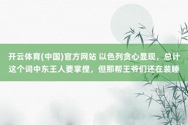 开云体育(中国)官方网站 以色列贪心显现，总计这个词中东王人要掌捏，但那帮王爷们还在装睡