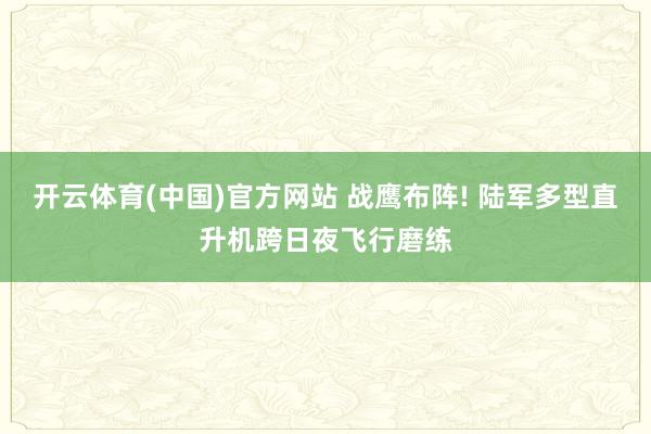 开云体育(中国)官方网站 战鹰布阵! 陆军多型直升机跨日夜飞行磨练