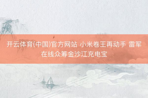 开云体育(中国)官方网站 小米卷王再动手 雷军在线众筹金沙江充电宝