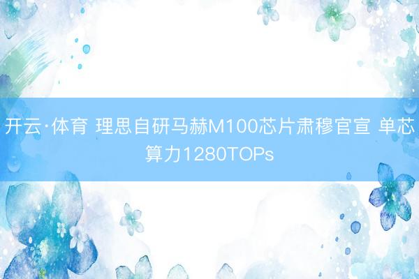 开云·体育 理思自研马赫M100芯片肃穆官宣 单芯算力1280TOPs