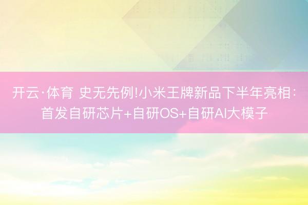 开云·体育 史无先例!小米王牌新品下半年亮相：首发自研芯片+自研OS+自研AI大模子