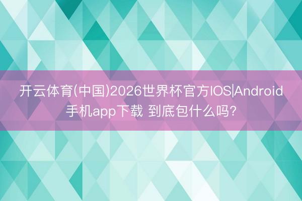 开云体育(中国)2026世界杯官方IOS|Android手机app下载 到底包什么吗?