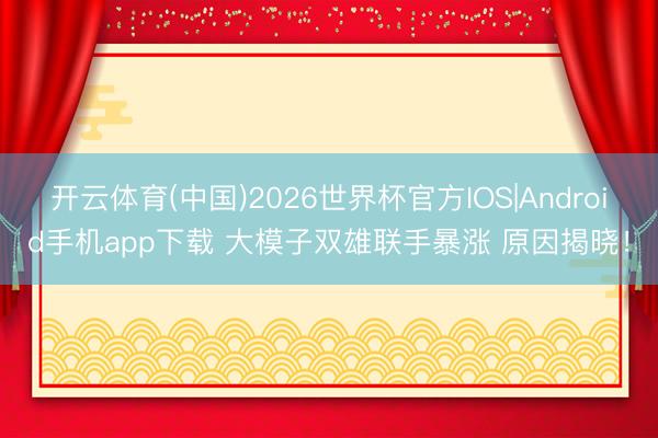 开云体育(中国)2026世界杯官方IOS|Android手机app下载 大模子双雄联手暴涨 原因揭晓！