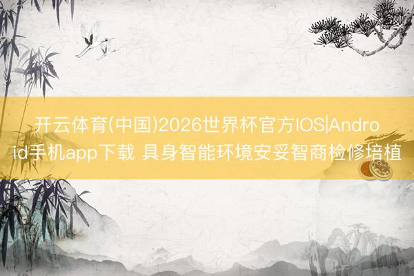 开云体育(中国)2026世界杯官方IOS|Android手机app下载 具身智能环境安妥智商检修培植