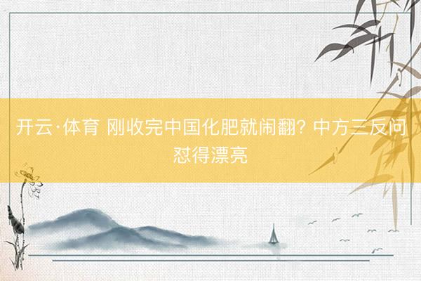 开云·体育 刚收完中国化肥就闹翻? 中方三反问怼得漂亮