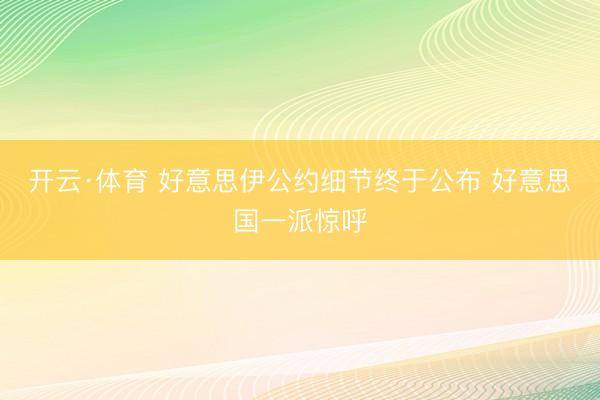 开云·体育 好意思伊公约细节终于公布 好意思国一派惊呼