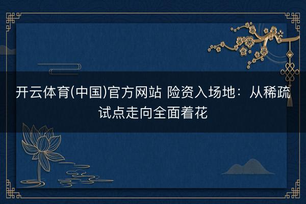 开云体育(中国)官方网站 险资入场地：从稀疏试点走向全面着花