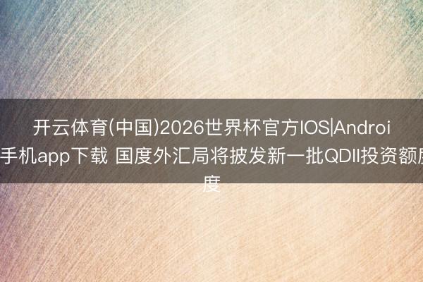 开云体育(中国)2026世界杯官方IOS|Android手机app下载 国度外汇局将披发新一批QDII投资额度